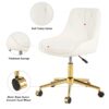Modern Teddy Fleece Fabric Dining Chair With Gold Legs, Soft And Comfortable, Adjustable, Space Saving - Beige - Image 7