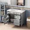 Bathroom Vanity With Top Sink, Modern Bathroom Storage Cabinet With 2 Drawers And A Tip-Out Drawer, Single Sink Bathroom Vanity - Gray - Image 3