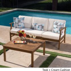 Perla - 3 Seater Sofa And Table Set - Cream