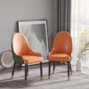 Modern Sponge-Filled Dining Chair, Solid Wood Metal Legs, Suitable For Restaurants, Living Rooms And Rooms (Set of 2) - Orange / Dark Brown - Image 3