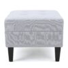 Contemporary Ottoman Footstool With Tufted Upholstery - Light Gray - Image 10