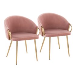 Claire - Contemporary / Glam Chair (Set of 2) - Gold / Blush