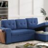 3 Piece Upholstered Sleeper Sofa - Blue - Image 17