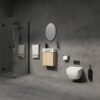 Modern 16" Bathroom Vanity Sink Combo With Ceramic Sink And Cabinet For Small Spaces - Oak - Image 3