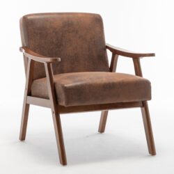 Accent Chair, Classic Mid Century Modern For Extra Seating - Brown