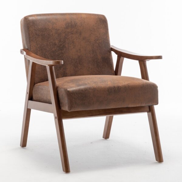 Accent Chair, Classic Mid Century Modern For Extra Seating - Brown