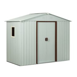 88.98" Outdoor Metal Storage Shed With Window - White
