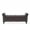 Hayes Contemporary Armed Storage Bench With Button Tufting - Brown - Image 2