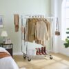 Heavy Duty Double Clothing Garment Rack With Shelves - Silver - Image 8