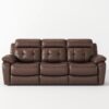 Genuine Leather Non-Power Reclining Sofa With Drop Down Table, Stainless Steel Cupholders And Magazine Bag - Brown - Image 2