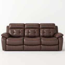 Genuine Leather Non-Power Reclining Sofa With Drop Down Table, Stainless Steel Cupholders And Magazine Bag - Brown