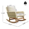 Contemporary Minimalist Wicker Rocking Chair Set With Soft Polyester Cushions And Durable Wooden Frame For Indoor And Outdoor Spaces - Ivory - Image 2