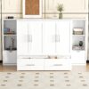 Queen Size Murphy Bed With Shelves, Drawers And USB Ports - White - Image 11
