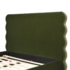 Stockholm - Queen Modern Wavy Headboard Platform Bed - Olive Green - Image 4