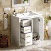 Bathroom Vanity With Ceramic Sink Combo, Frame Bathroom Storage Cabinet, Freestanding Vanity Set With 3 Drawers & Soft Closing Doors - White - Image 24
