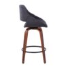 Fabrico - Mid-Century Modern Fixed Height Counter Stool & Round Footrest (Set of 2) - Walnut / Charcoal - Image 3