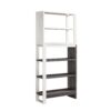 5 Tier Home Display Cabinet, Two Toned Freestanding Bookcase - White Oak / Distressed Gray - Image 3