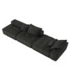 Modern Oversized Modular Sectional Sofa With Ottoman, Seat, Chaise Lounge And Armrest, Sparkling Chenille Fabric Soft Cushion Sofa With 4 Pillows, 4 Pieces Diy Combination Tufted Sofa, No Assembly Required - Black - Image 21