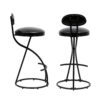 Bar Stools Upholstered Counter Height Barstools For Kitchen Island (Set of 2) Modern Leather Dining Chairs With Footrest - Black - Image 6