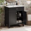 Bathroom Vanity With Ceramic Basin, Soft Close Door And Adjustable Shelves - Black - Image 4
