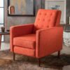 Macedonia - Mid Century Modern Button Tufted Fabric Recliner - Orange - Image 5