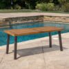 Della - Modern Industrial Dining Table With Acacia Wood Top - Teak - Image 4