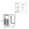 Kitchen Island Three Open Side Storage Shelves And One Push-To-Open Cabinet - White / Macadamia - Image 3