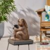 Hand Crafted Rabbit Umbrella Base With Playful Design - Light Brown - Image 3