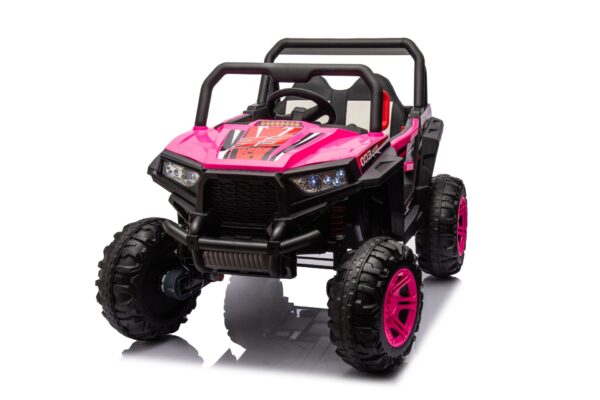 12V7A*1 30W*4 Four-Wheel Drive Leather Seat One Button Start, Forward And Backward, High And Low Speed, Music, Front Light, Power Display, Two Doors Can Open, 2.4G R / C, Seat Belt Four Wheel Absorber - Pink