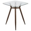 Clara - Mid-Century Modern Square Counter Table - Walnut / Clear - Image 4