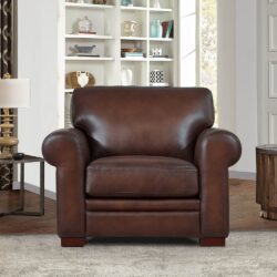 Brookfield-Top Grain Leather Chair - Caramel