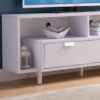 Modern TV Stand With Two Shelves And Two Drawers - White - Image 4