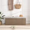 Shoe Storage Bench Entryway Shoe Cabinet Storage Ottoman With Padded Seat Cushion And Double Doors For Entryway, Hallway And Bedroom - Light Gray - Image 11