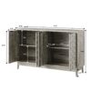 Modern Style Buffet Cabinet, Sideboard Buffet Cabinet With Storage, Storage Cabinet With 4 Diamond Shaped Relief Doors For Living Room, Dining Room, Entryway, Hallway, Kitchen - Gray - Gray - Image 3