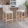 Vienna - Contemporary Tufted Wingback Counter Stools, (Set of 2) - Light Gray / Natural - Image 2