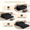 Queen Pull Out Sofa Bed, 3 In 1 Convertible Sleeper Sofa With Side Storage Multifunctional Velvet Loveseat Bed For Living Room - Black - Image 12