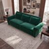 King Pull Out Sofa Bed, 3 In 1 Velvet Convertible Sleeper Sofa With Nailhead Trim & Rolled Arm, Multi Functional Sofa Bed For Living Room, Bedroom, Apartment, Office - Green - Image 5