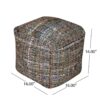 Koki - Handcrafted Fabric Pouf Recycled Denim And Paper Chindi - Khaki - Image 3