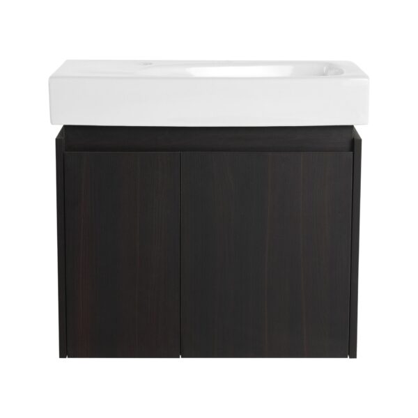 Modern 24" Bathroom Vanity With Ceramic Basin, Wall Mounted Sink Combo Cabinet - Black
