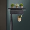 Esyspot - Metal Powder Coating Hook Wall Mounted With Shelf - Black Chrome - Image 3