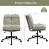 Oversize Seat Cirss Cross Chair With Wheels, Elegant Design Computer Chair, Adjustable Height 360 Degree Rolling Swivel Home Office Chair For Small Space, Dressing Room, Living Room - Gray - Image 6