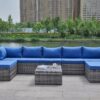 Patio Sofa With Cushions - Blue / Gray - Image 2