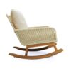 Contemporary Minimalist Wicker Rocking Chair Set With Soft Polyester Cushions And Durable Wooden Frame For Indoor And Outdoor Spaces - Ivory - Image 5