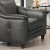 Belfast-Top Grain Leather Chair - Gun Ash - Image 3