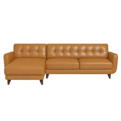 Allison - Left Facing Leather Sectional Sofa - Tan