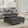 Harrison - Large Square Coffee Table Storage Ottoman - Ebony - Image 4