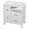 Bathroom Vanity With Ceramic Sink, Flip Out Drawer Design For Plumbing, Soft Close Drawers - White - Image 22