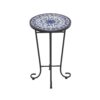 French Country Patio Side Table With Vibrant Tile Top - Blue / Black - Image 4