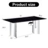 Modern Minimalist Dining Table Imitation Marble Glass With Metal Legs - Black - Image 3