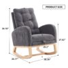 Accent Rocking Chair With Footrest High Back Rubber Wood Rocking Legs Bedroom Living Space - Gray - Image 15